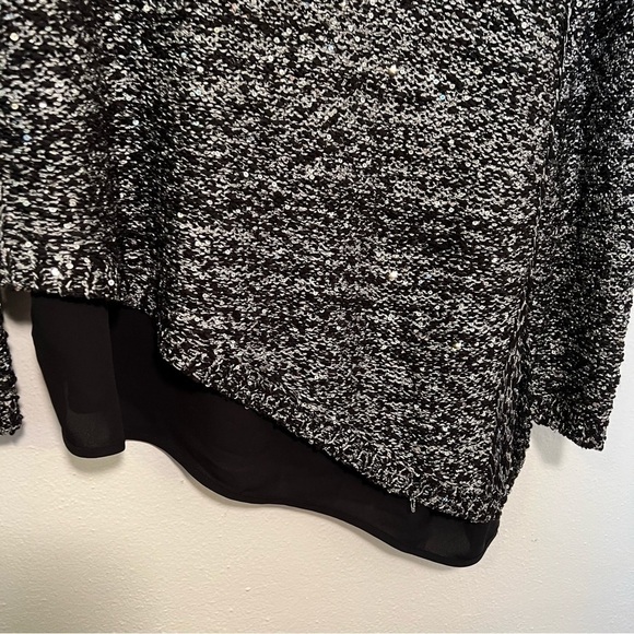 Apt. 9 Asymmetrical Crewneck Sequin Sweater Black Gray - Picture 5 of 14